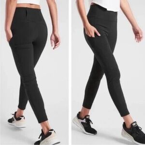 Athleta Trekkie Hybrid Black Crop Tights Black Size 0